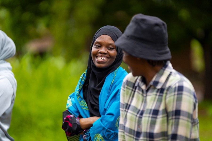 Community members sharing a moment outdoors